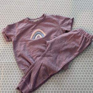 Jessica Simpson Heathered Pink Toddler Pants Set with a Rainbow     Size 3T